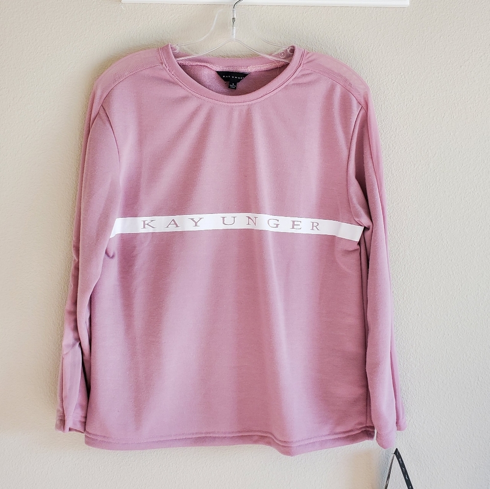 Kay Unger mesh sleeve sweatshirt New Size S